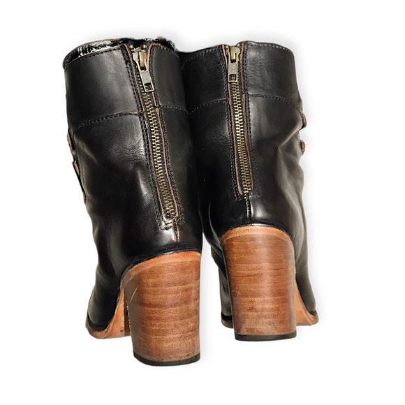 Freebird by Steven Borow Black Dark Brown Distressed Lace Up Boots Size 7 - Picture 5 of 8